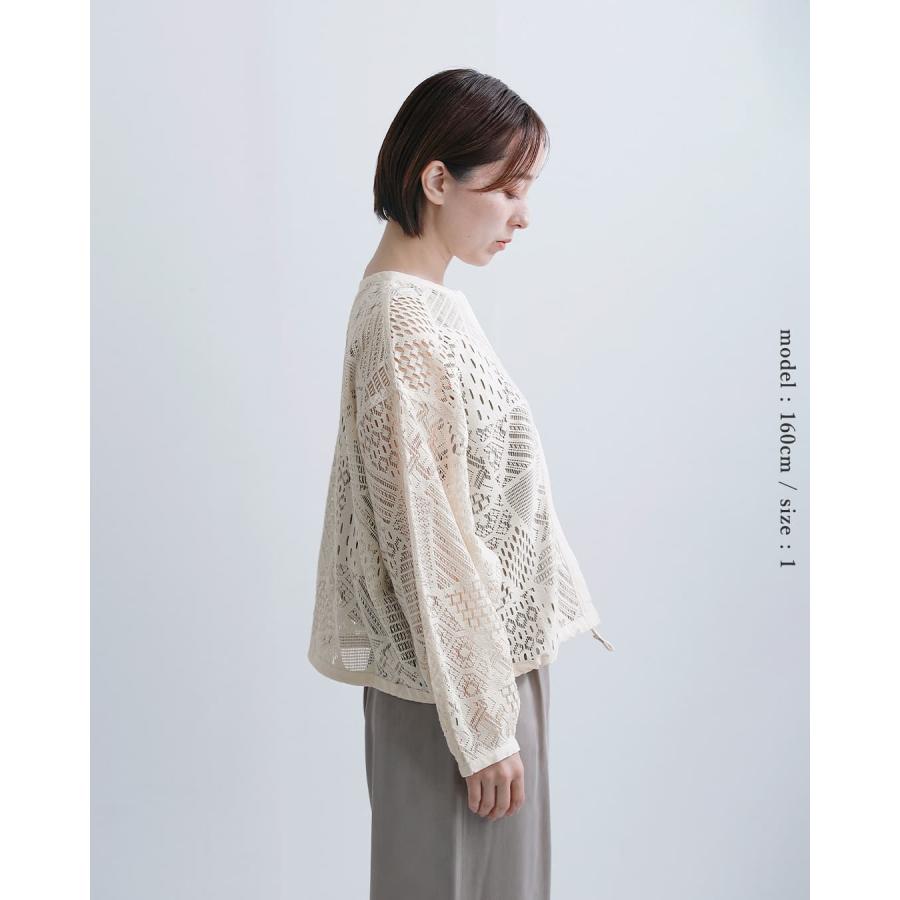 セール【40%OFF】ソア soi-e コットン クロシェ クルーネック ドット釦