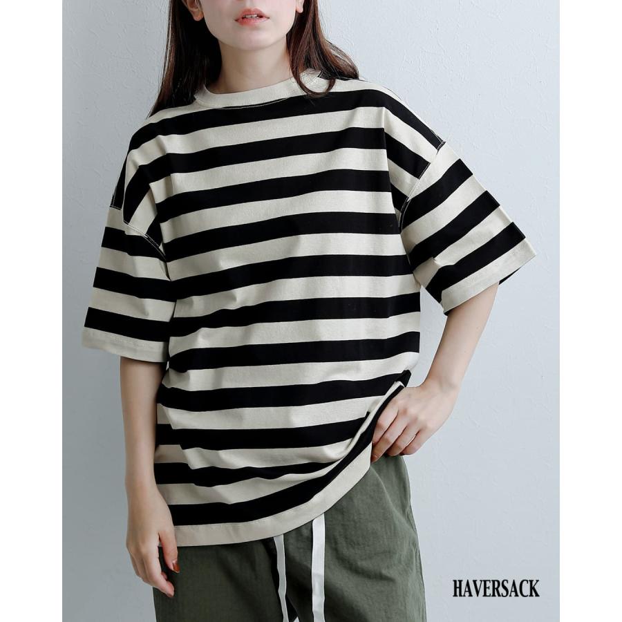 ハバーサック HAVERSACK aranciato別注 コットン カヴェール天竺 ボーダー 半袖 Tシャツ 812627 レディース 春夏 2026ss新作の画像
