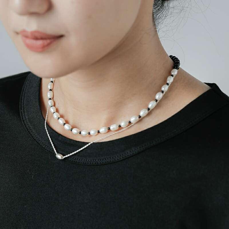 アペルディエム Aperdiem ネックレス フロー スクエア パール ダブル