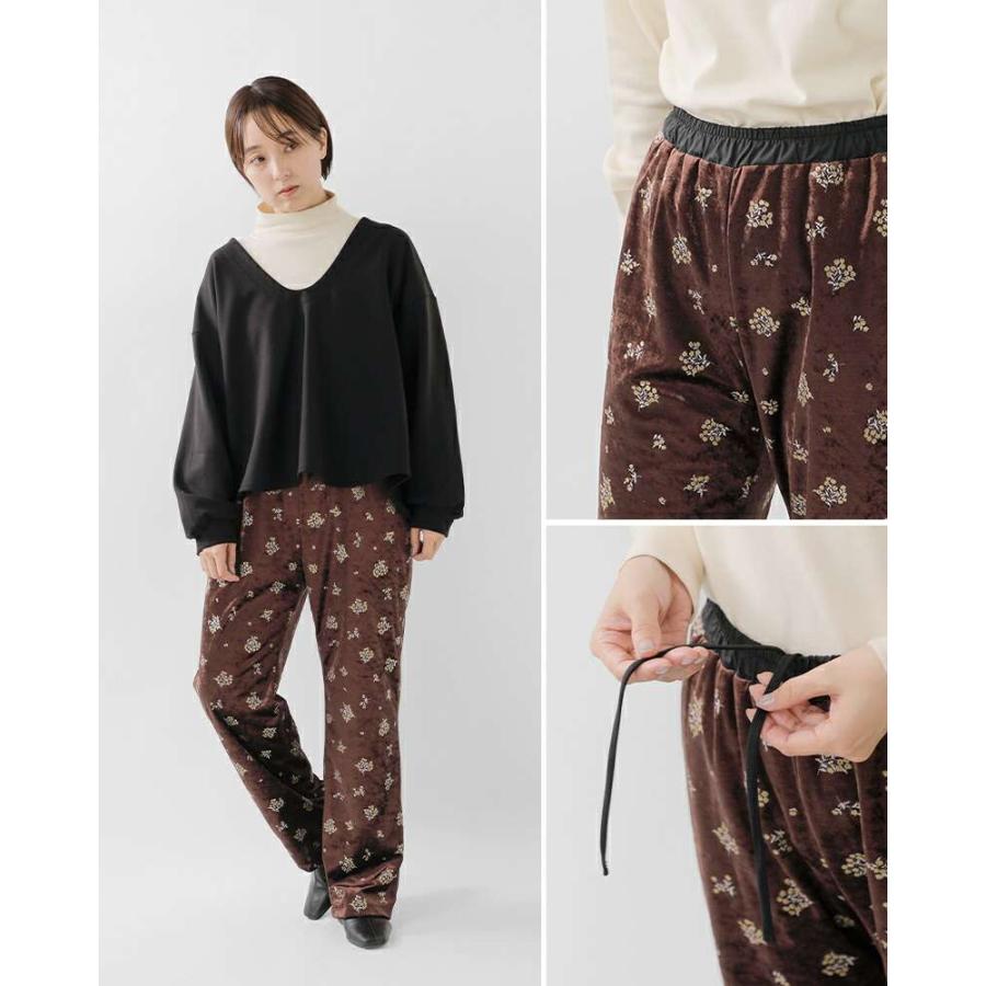 Le Melange ル メランジュ  クラッシュベロア フラワープリント ストレート イージーパンツ 8551502 レディース 2025aw新作 クーポン対象 Le Melange（ル・メランジュ） セール【40%OFF】ル メランジュ Le