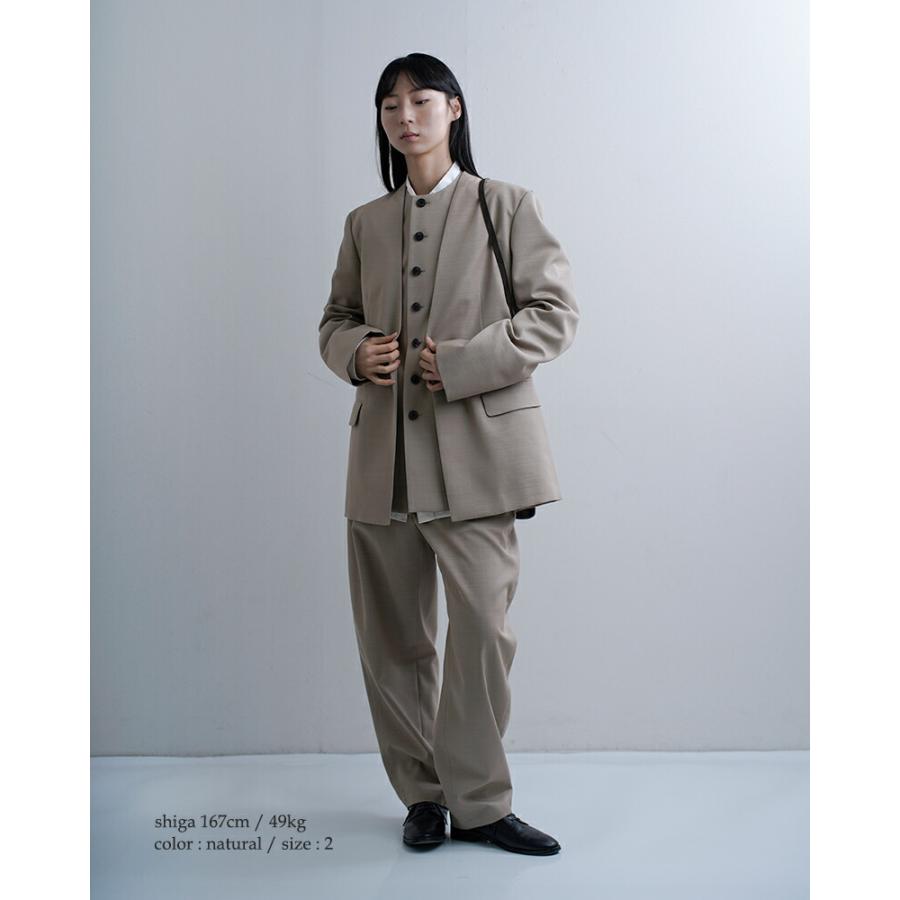LOEFF（ロエフ） 高密度 ウール ギャバ ノーカラー ジャケット 8822-2