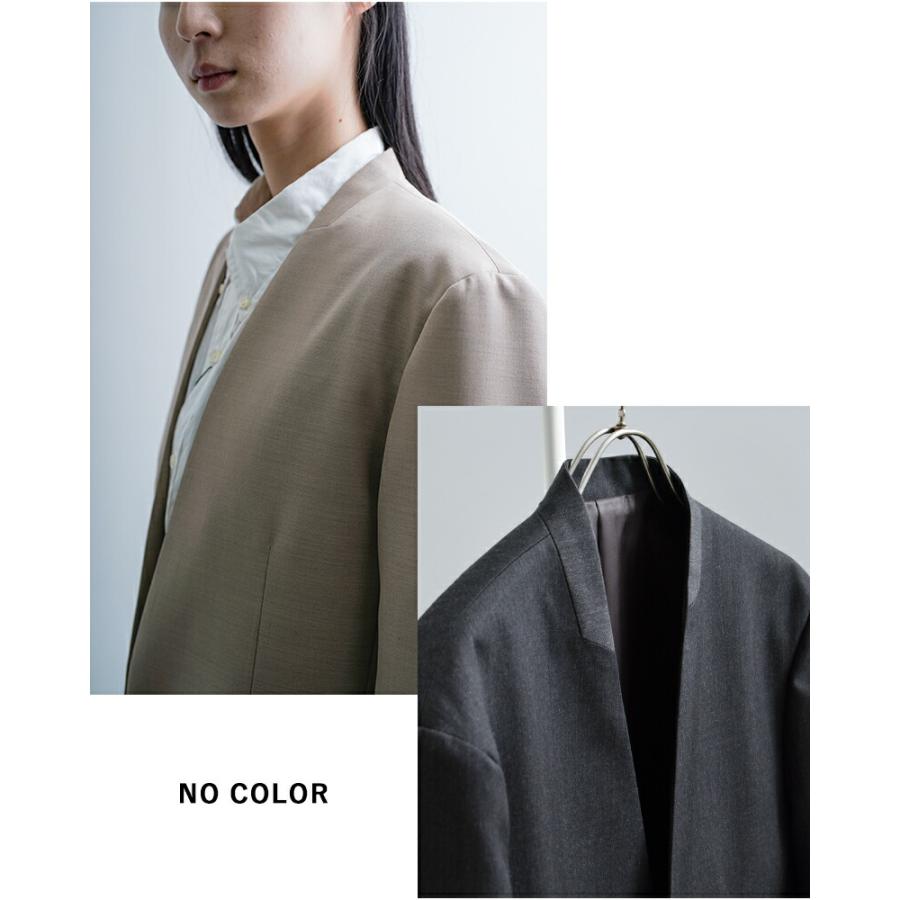 LOEFF（ロエフ） 高密度 ウール ギャバ ノーカラー ジャケット 8822-2