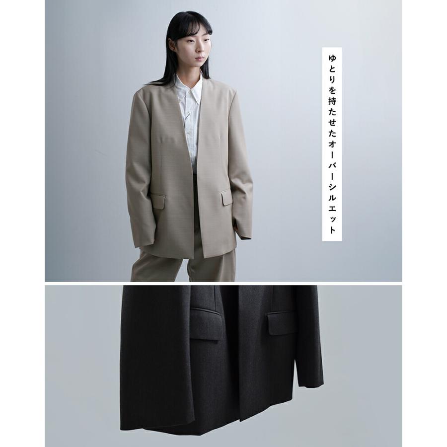 ロエフ LOEFF  高密度 ウール ギャバ ノーカラー ジャケット 8822-2-000003 レディース  春夏 2026ss新作の画像