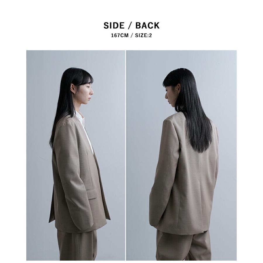 LOEFF（ロエフ） 高密度 ウール ギャバ ノーカラー ジャケット 8822-2