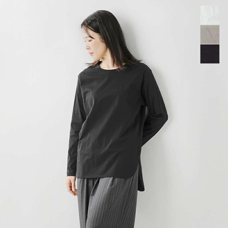 saby ブラック カットソー コットン100% 日本製 squady（スカディ） コットン天竺 長袖 Tシャツ 903-5810 レディース
