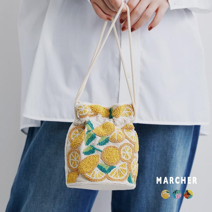 MARCHER（マルシェ） 巾着 ガラスビーズ ショルダーバッグ b-shoulder