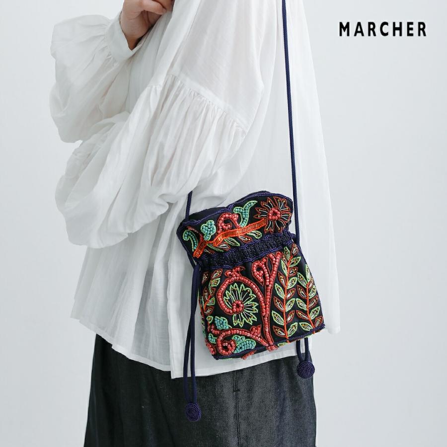 MARCHER（マルシェ） 巾着 ガラスビーズ ショルダーバッグ b-shoulder