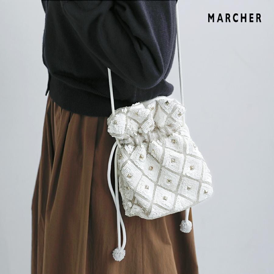 MARCHER（マルシェ） 巾着 ガラスビーズ ショルダーバッグ b-shoulder
