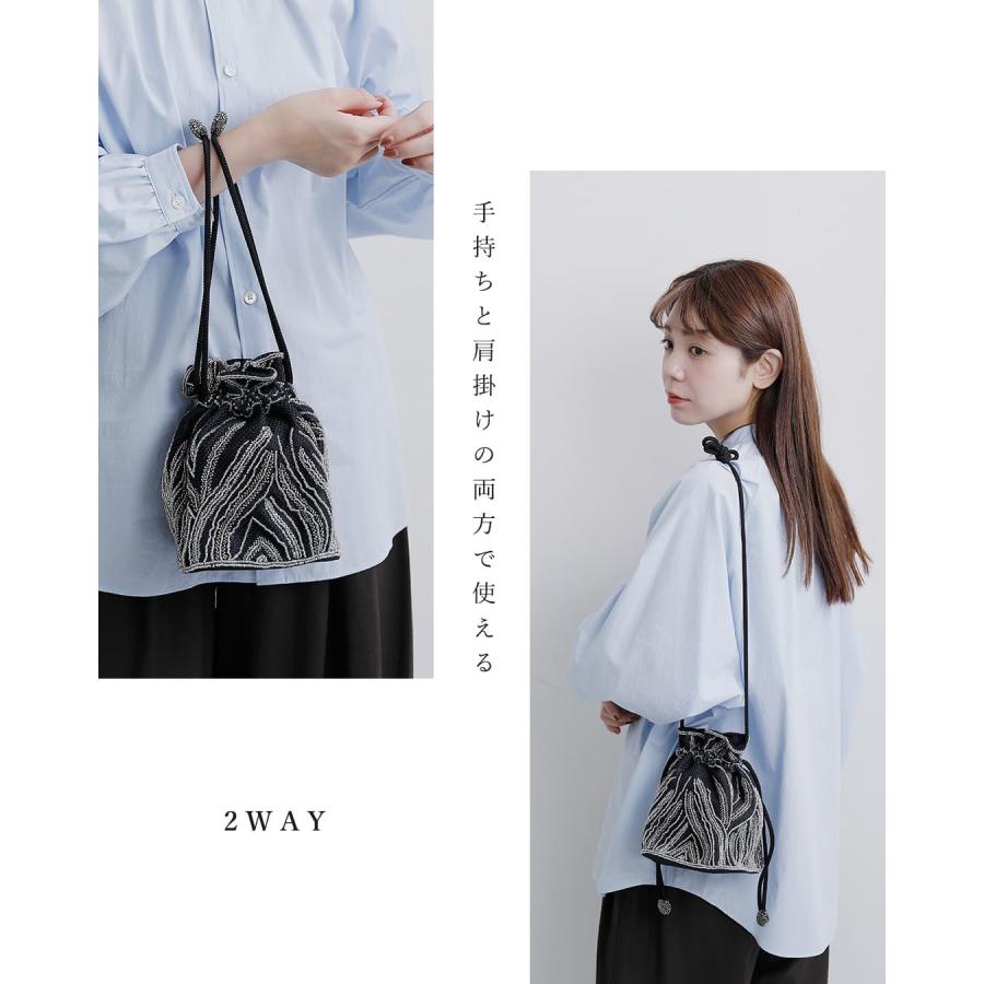 MARCHER（マルシェ） 巾着 ガラスビーズ ショルダーバッグ b-shoulder