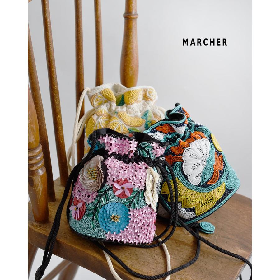 MARCHER（マルシェ） 巾着 ガラスビーズ ショルダーバッグ b-shoulder