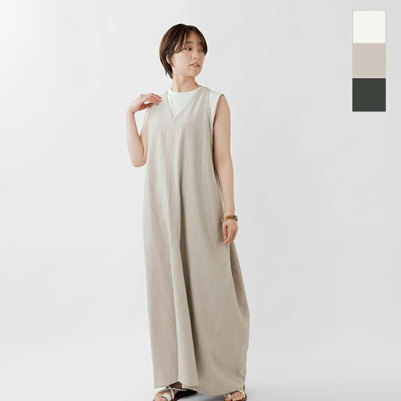 Worker's Nobility ワーカーズ ノビリティ ストーン ウォッシュド リネン バック ドレス ワンピース backdress