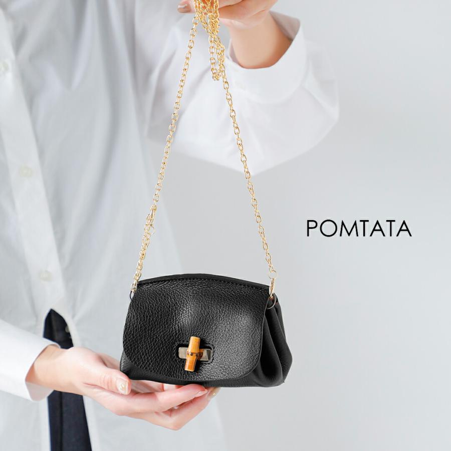 ポンタタ　ショルダーバッグレザー POMTATA（ポンタタ） カウレザー バンブー ウォレットショルダーバッグ