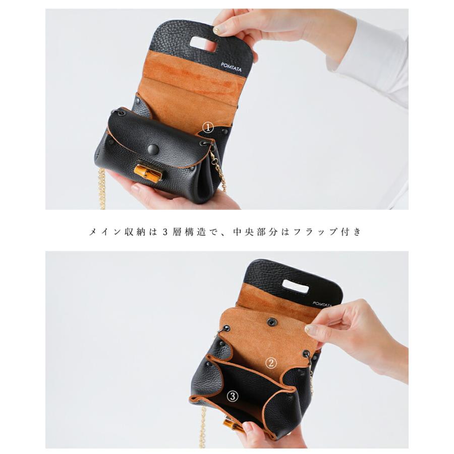 ポンタタ　ショルダーバッグレザー POMTATA（ポンタタ） カウレザー バンブー ウォレットショルダーバッグ