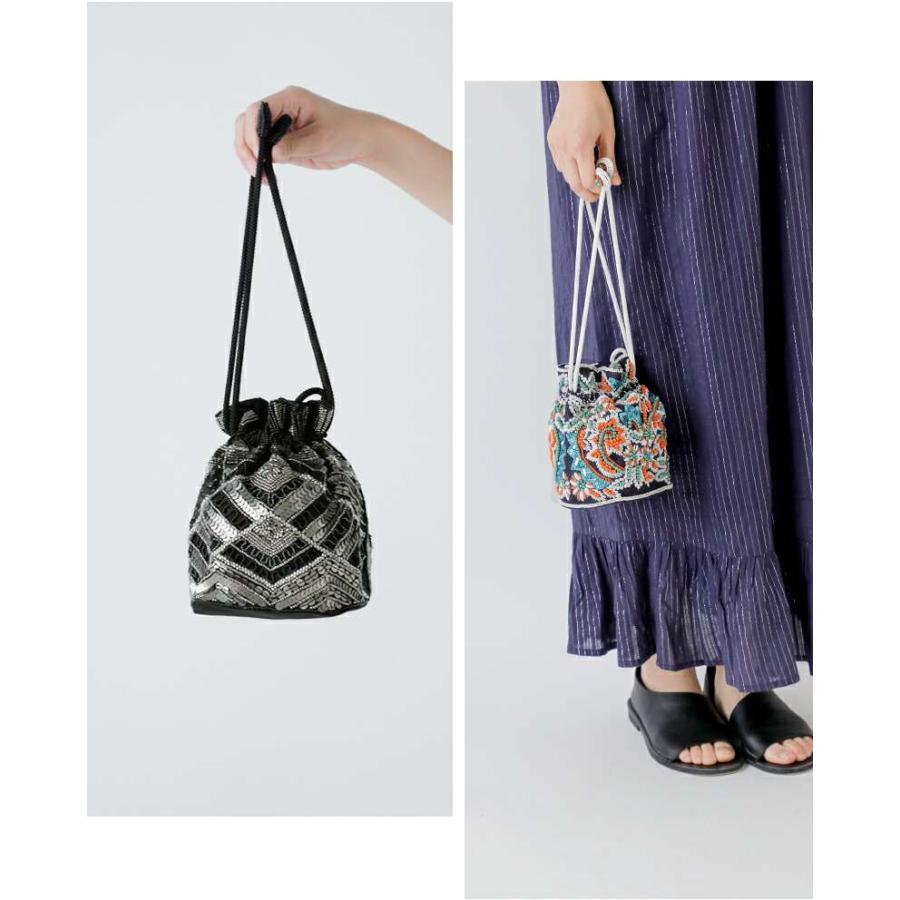 MARCHER（マルシェ） 巾着 ビーズ ショルダー バッグ beads-shoulder