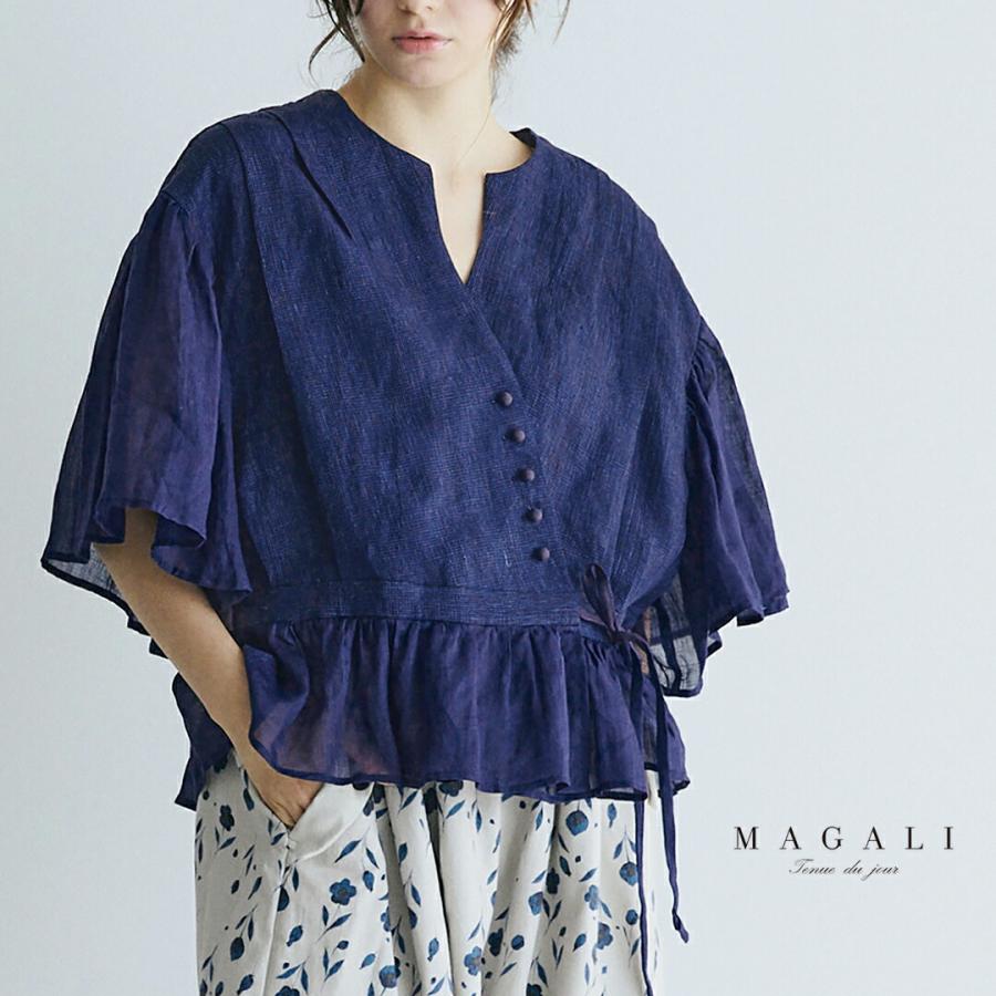 MAGALI（マガリ） インディゴリネン カシュクール ブラウス bl277