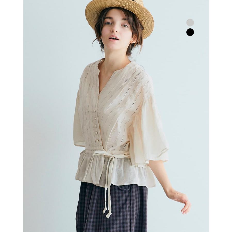 MAGALI マガリ＊新品 ファナージュリネン フリル袖ブラウス MAGALI ファナージュリネン フリル袖 ブラウス（2color）- poooL