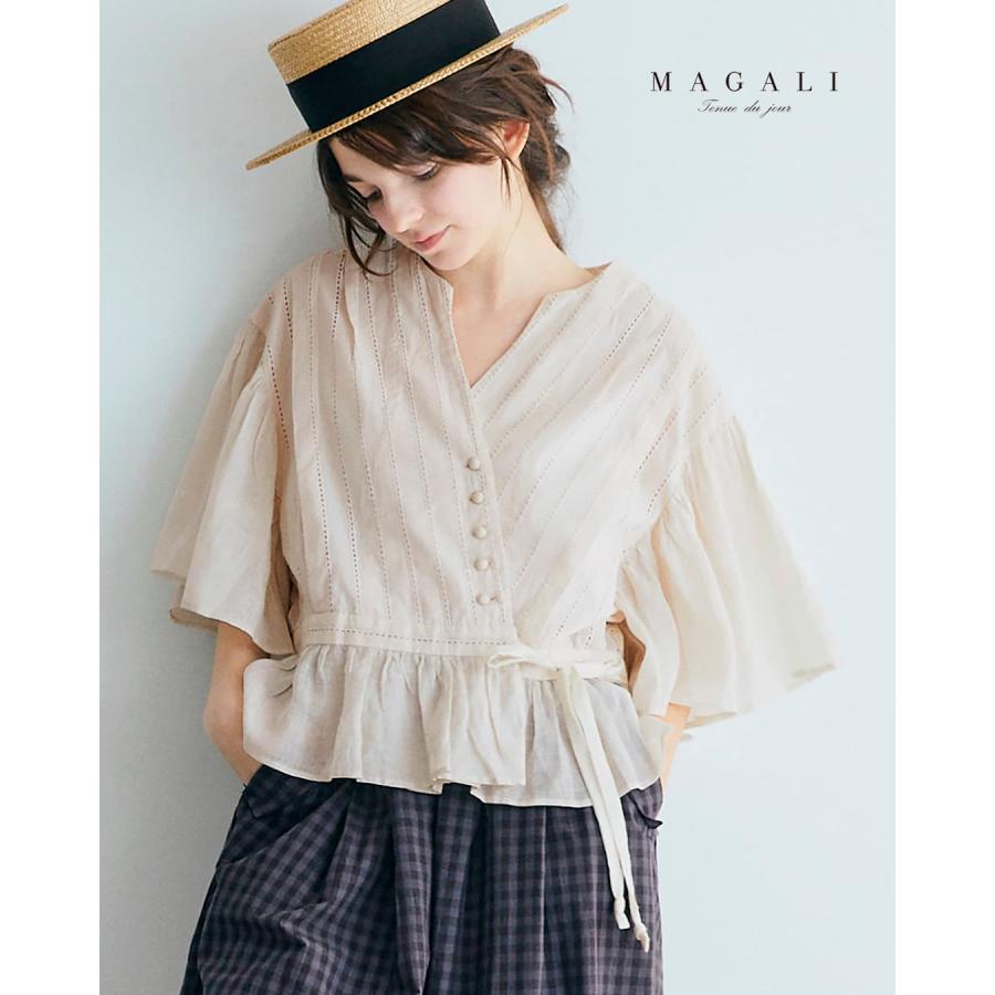 MAGALI ブラウス　マガリ MAGALI マガリ フレンチリネンアンティークブラウス #ベージュ