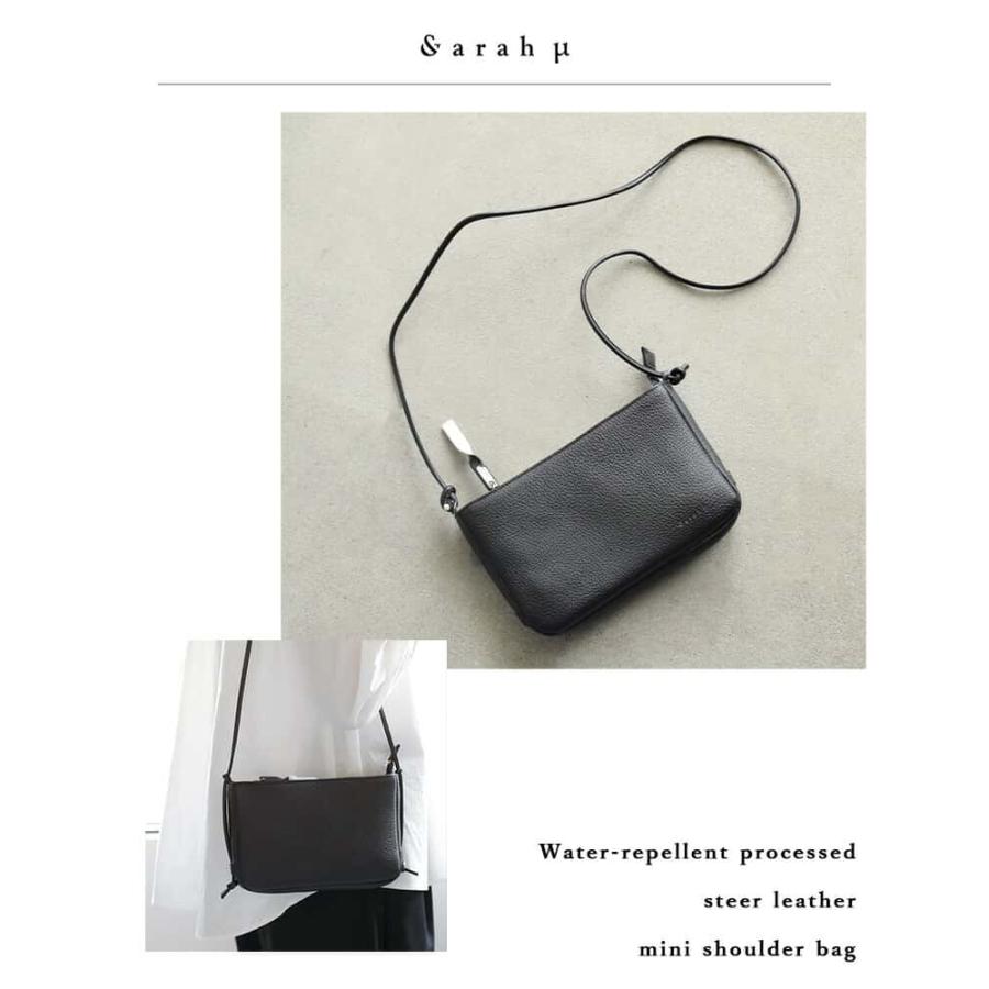 Sarah μ サラミュー 撥水加工 ステアレザー ミニショルダー バッグ bn