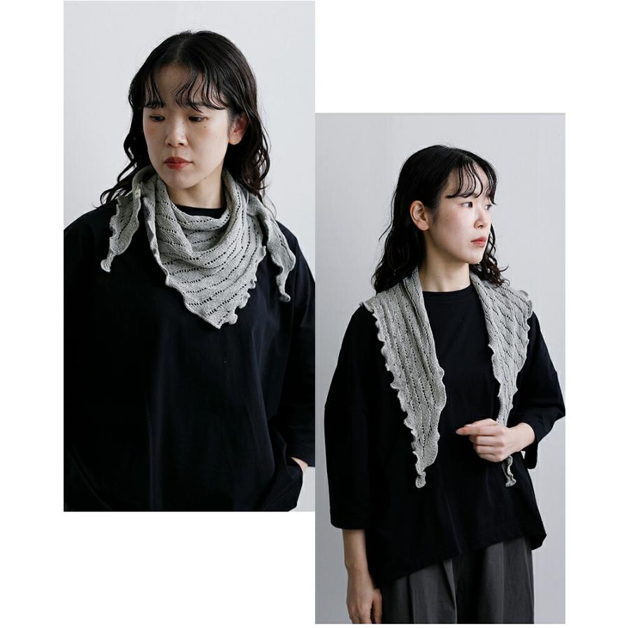 UTO カシミヤ100% トライアングルスカーフ［ライトグレー／未使用］ 日本製】カシミヤ100% トライアングルスカーフ（120cm×32cm