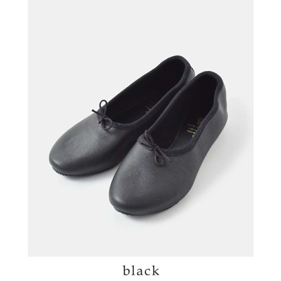 kurun リボン付き黒フラットシューズ CROWN JAZZ クラウン CROWN レザー リボン フラット シューズ bow