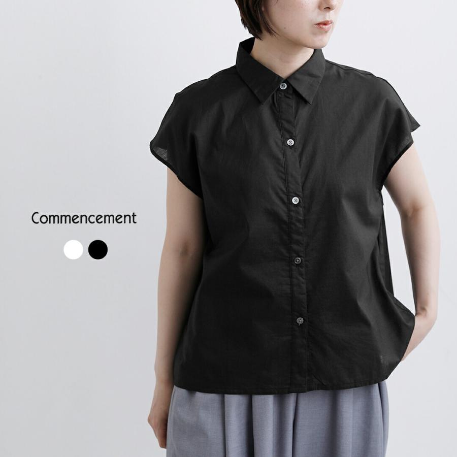 COMMENCEMENT（コメンスメント） コットン フレンチスリーブ シャツ 