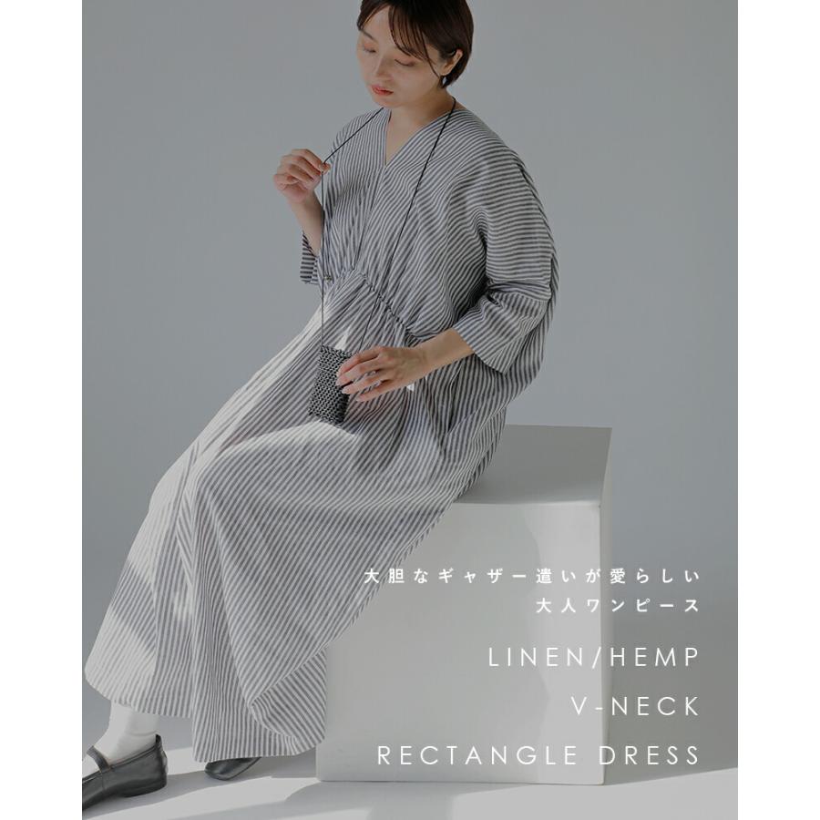 SI-HIRAI（スーヒライ） リネン ヘンプ Vネック レクタングル ドレス