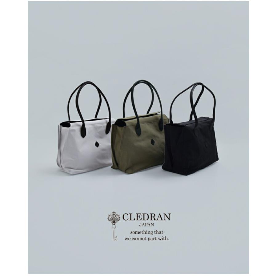 CLEDRAN グレージュ ハンドバッグ CLEDRAN（クレドラン） カウレザーハンドル ナイロントートバッグ GIRA