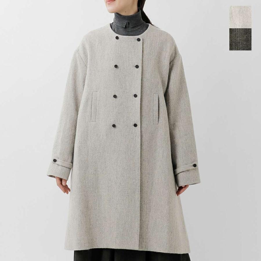 MAGALI マガリ ウール リネン ヘリンボーン ダブルボタンコート MAGALI マガリ ウールリネン ヘリンボーン ダブルボタン コート ct10h