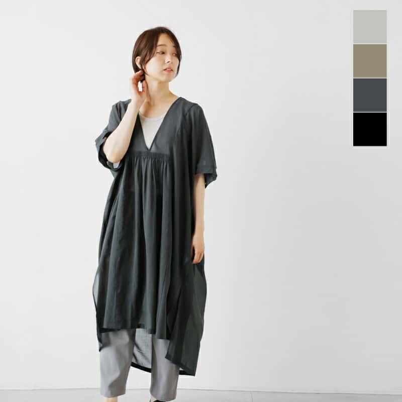 エヴァムエヴァ evam eva コットン シルク ギャザー ポンチョ 