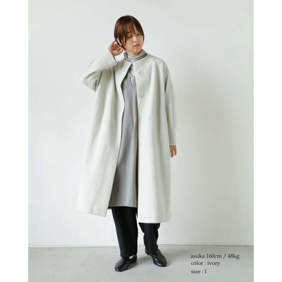 evam eva フード付 プレスウール コート グレー 1