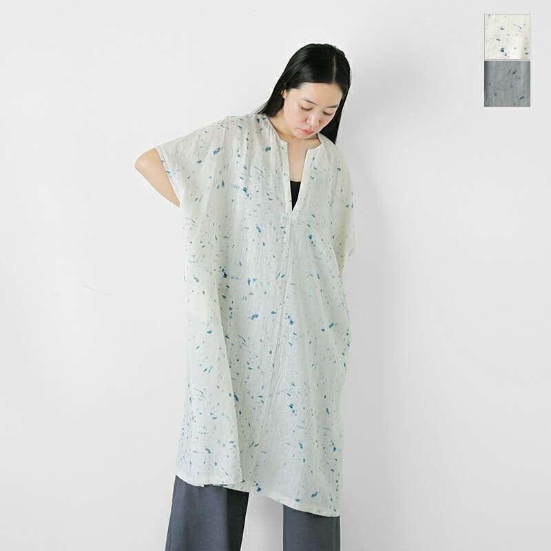 evam eva（エヴァムエヴァ） リネン プリント ポンチョ e251t245