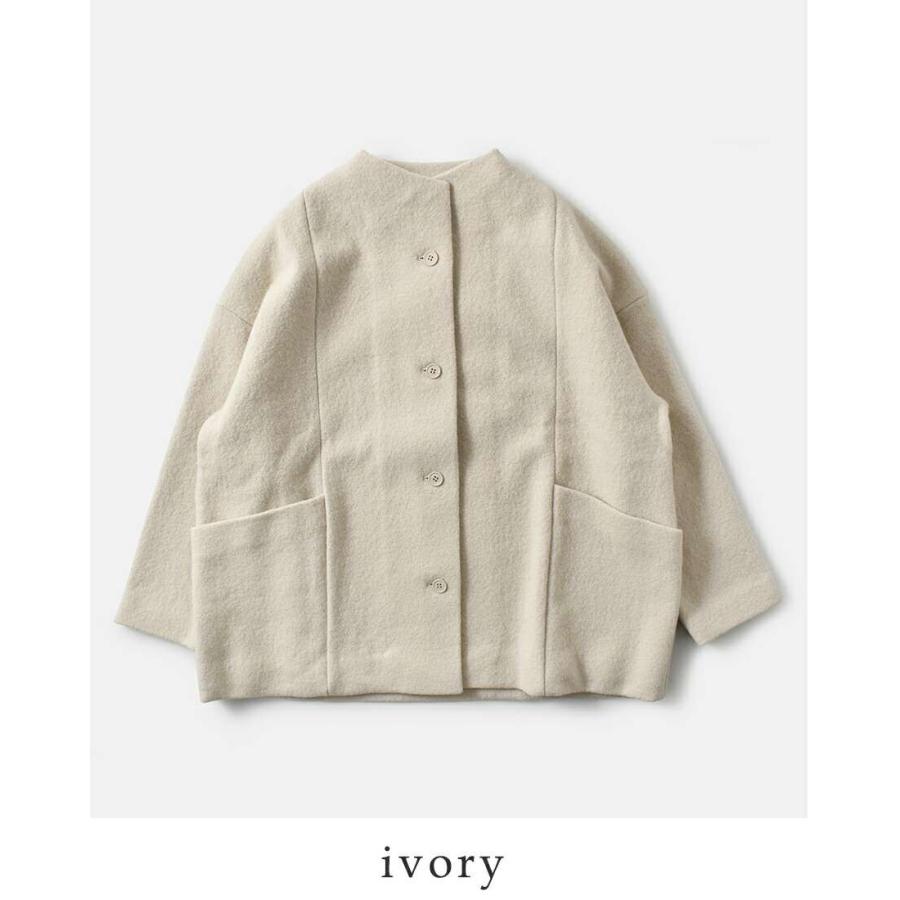 美品★evam eva ショートローブコート ivory evam eva エヴァムエヴァ プレス ウール ショートコート