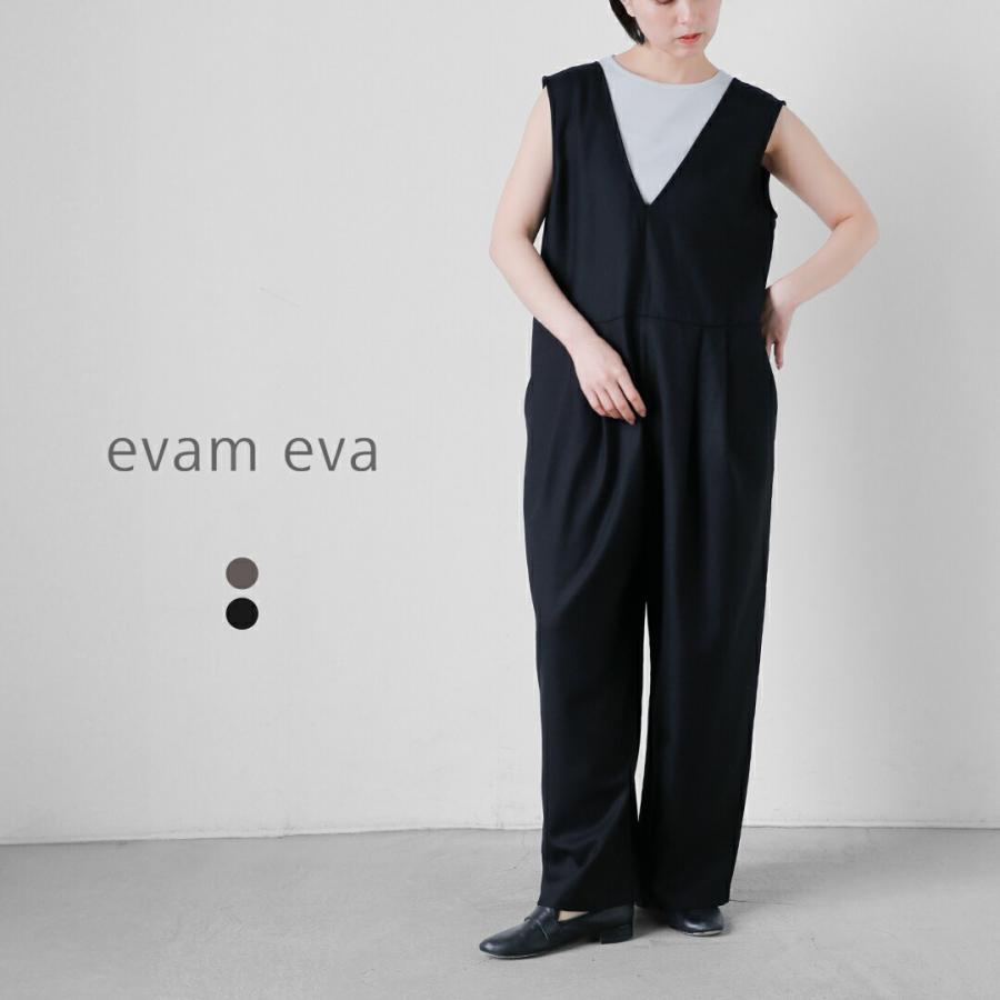 evam eva（エヴァムエヴァ） ウール Vネック オールインワン e261t016