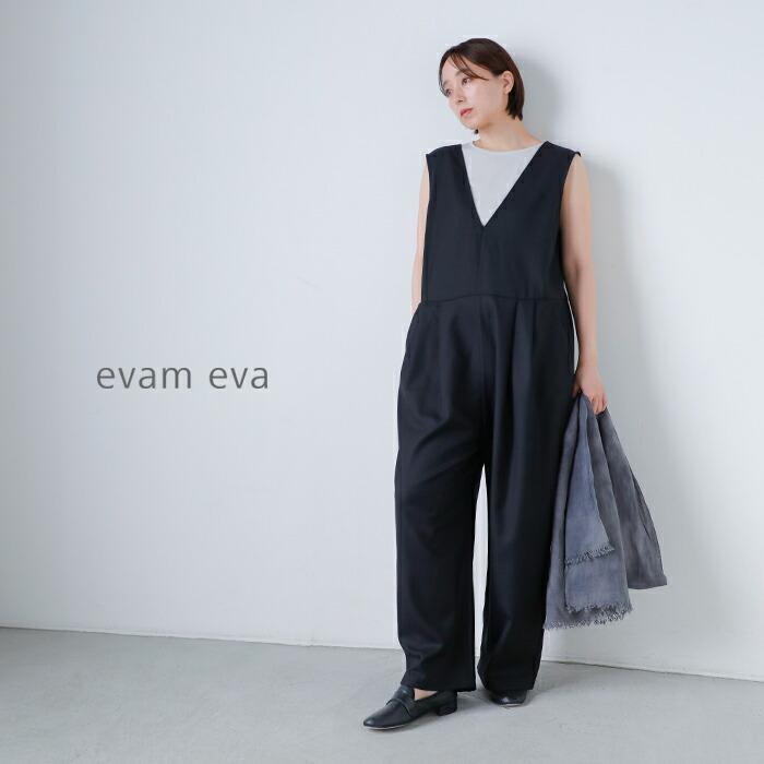 evam eva（エヴァムエヴァ） ウール Vネック オールインワン e261t016