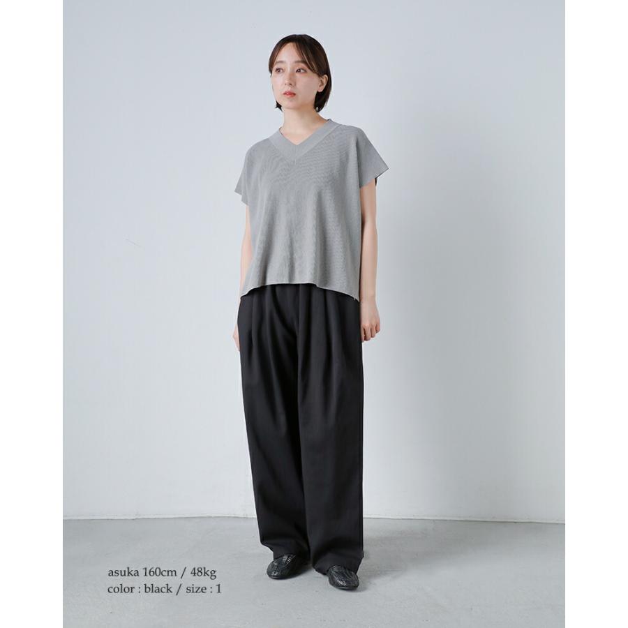 evam eva（エヴァムエヴァ） コットン タック ワイド パンツ e261t060