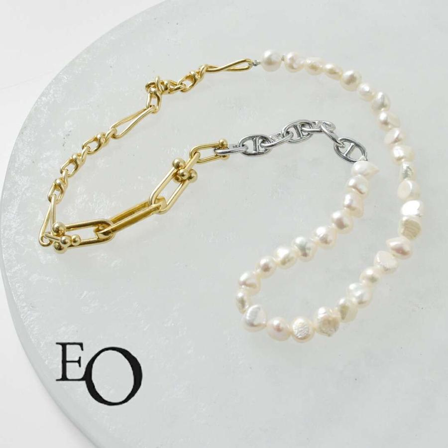 EO イオ  パール ミックス チェーン ショート ネックレス “Pearl mix chain short necklace” eo25ss-42 レディース 2025aw新作 クーポン対象 EO イオ パール ミックス チェーン ショート ネックレス Pearl mix