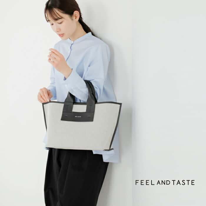 FEEL AND TASTE フィールアンドテイスト レザー パイピング トートバッグ Ells middle canvas f151d504-8 レディース｜aranciato｜02