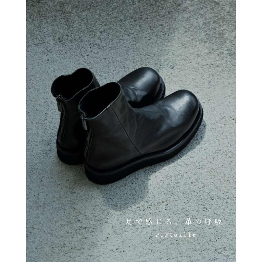 portaille/vibramソール/ショートブーツ/39/ブラック/レザー/ portaille/vibramソール/ショートブーツ/39/ブラック/レザー
