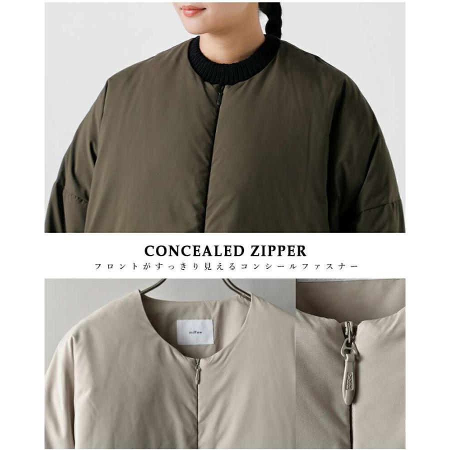 miffew｜撥水 帯電防止 ノーカラー オーバー ダウン ジャケット miffew｜ミフュー｜ ノーカラーオーバーダウンジャケット｜BLACK