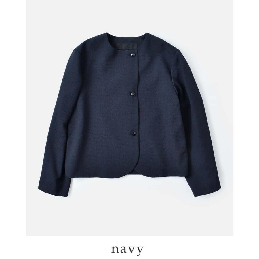 nooy（ヌーイ） ブークレ ジャガード ブラック ノーカラー ジャケット