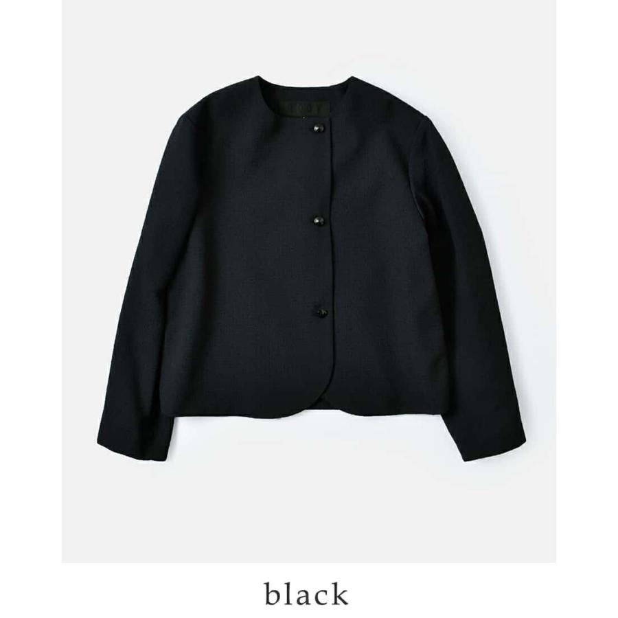 nooy（ヌーイ） ブークレ ジャガード ブラック ノーカラー ジャケット