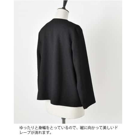 nooy（ヌーイ） ブークレ ジャガード ブラック ノーカラー ケープ