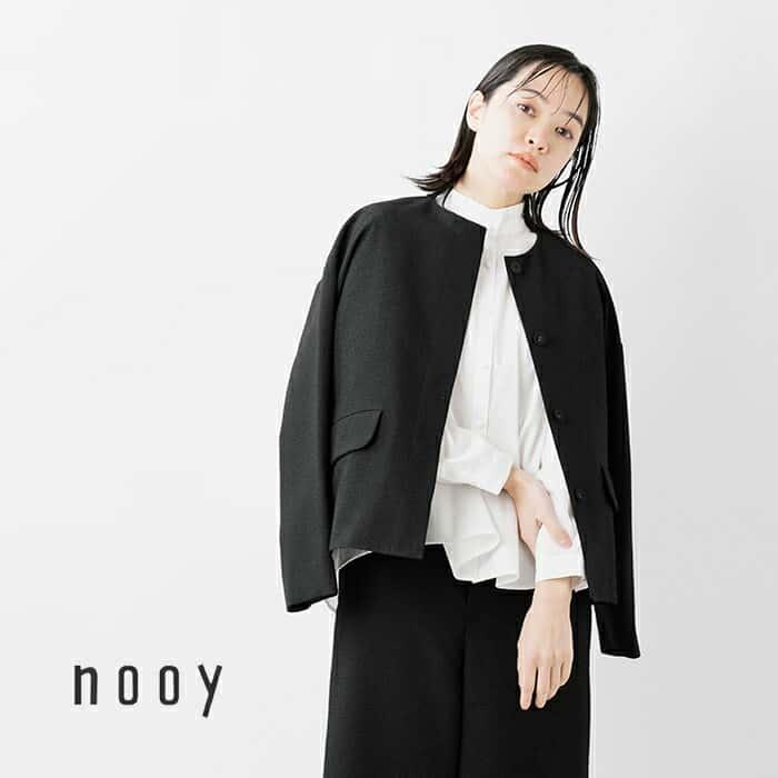 nooy（ヌーイ） ブークレ ジャガード ブラック ノーカラー フラップ