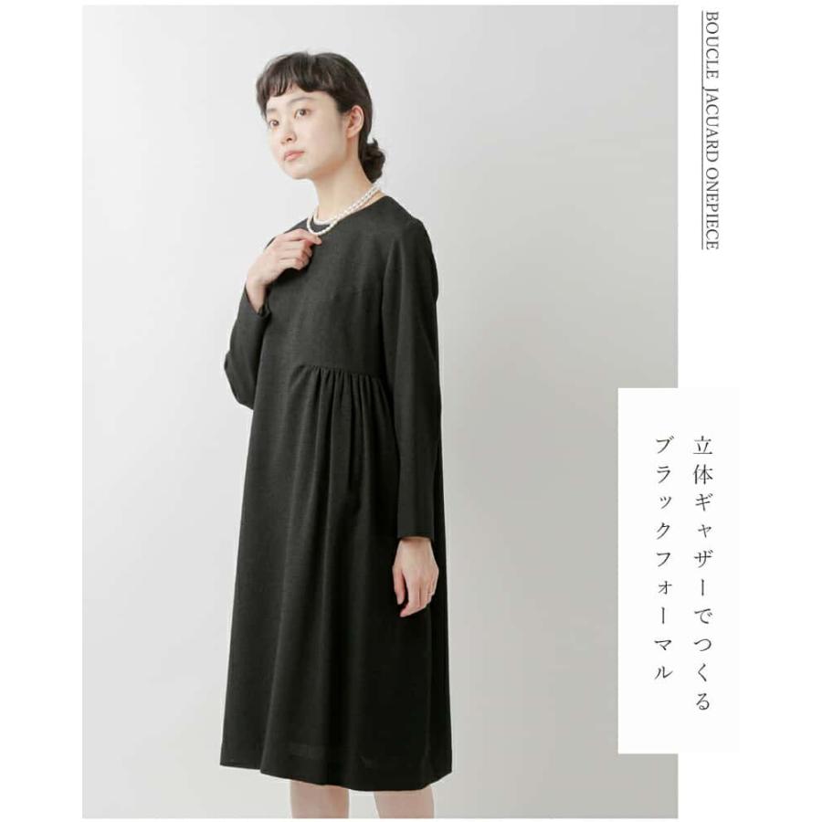 nooy ワンピース nooy ヌーイ ブークレ ジャガード ブラック ベル ワンピース