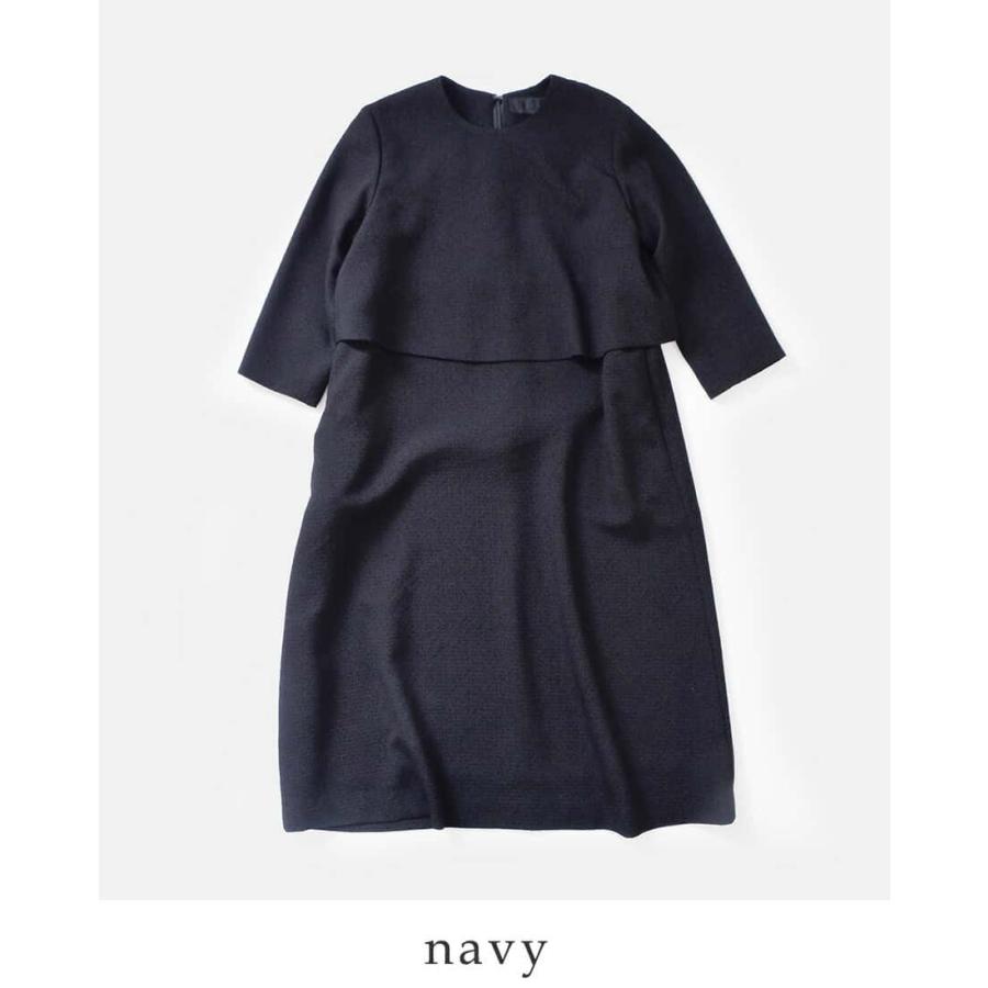 nooy（ヌーイ） ブークレ ジャガード ブラック ケープ ドレス fop06