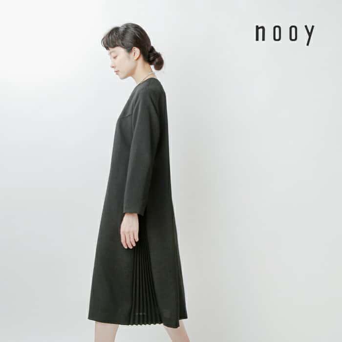 nooy（ヌーイ） ブークレ ジャガード ブラック サイド プリーツ ドレス