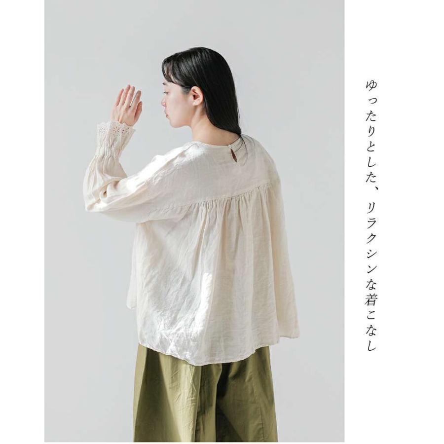 GAUZE# ラミーリネンアンティークレースブラウス