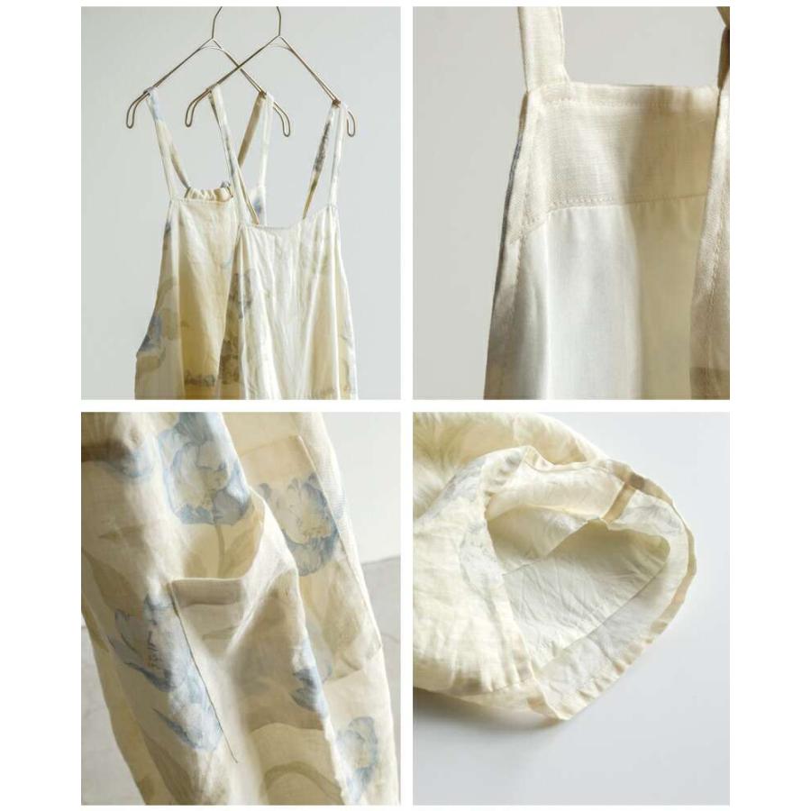 フラワープリントオーバーオール Gauze# 【30%OFF】ガーゼ リネン アンティーク フラワープリント