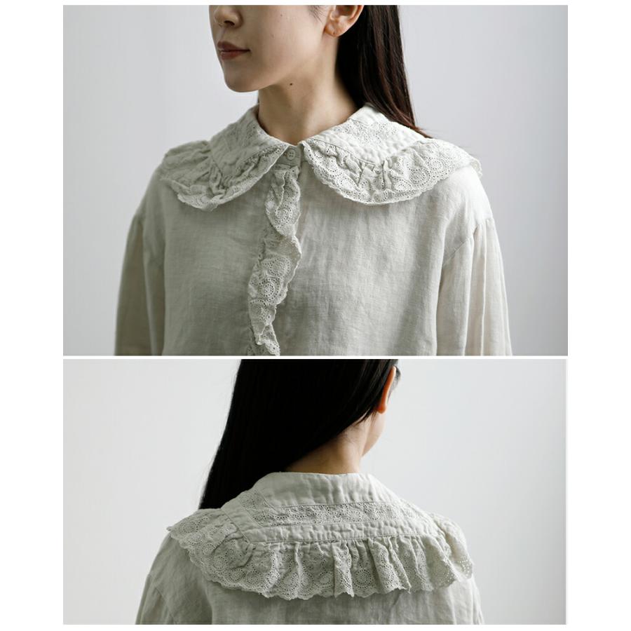 Gauze#（ガーゼ） リネンアンティーク フリルブラウス ameri ANTIQUE