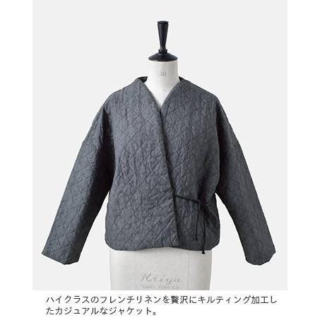 Gauze# ガーゼ HAORI フレンチリネンキルティングコート 洗える